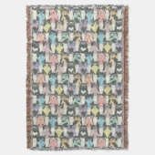 Hipster Cute Cats Pattern Deken (Voorkant Verticaal)