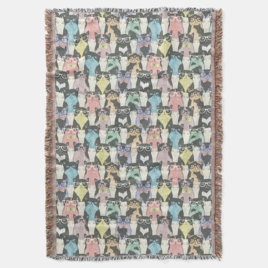 Hipster Cute Cats Pattern Deken (Voorkant Verticaal)