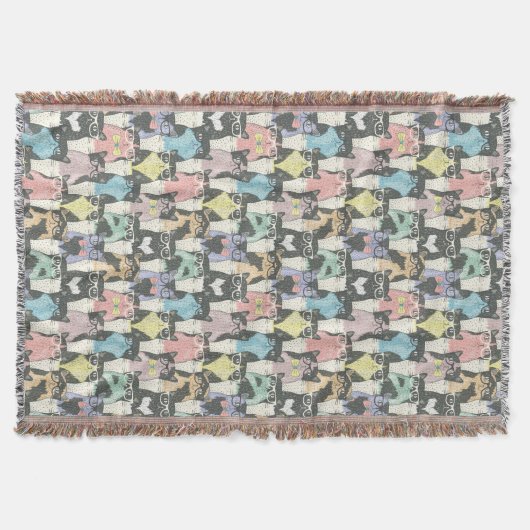Hipster Cute Cats Pattern Deken (Voorkant)