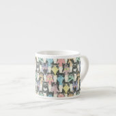 Hipster Cute Cats Pattern Espresso Kop (Voorkant rechts)