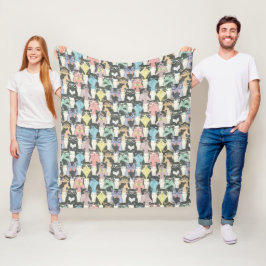 Hipster Cute Cats Pattern Fleece Deken