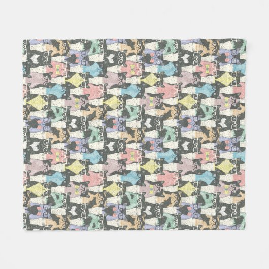 Hipster Cute Cats Pattern Fleece Deken (Voorkant (Horizontaal))