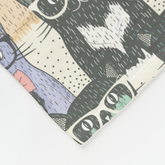 Hipster Cute Cats Pattern Fleece Deken (Hoek)