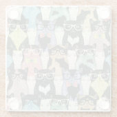 Hipster Cute Cats Pattern Glazen Onderzetter (Achterkant)