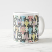 Hipster Cute Cats Pattern Grote Koffiekop (Voorkant rechts)