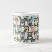 Hipster Cute Cats Pattern Grote Koffiekop (Voorkant)