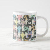 Hipster Cute Cats Pattern Grote Koffiekop (Rechts)