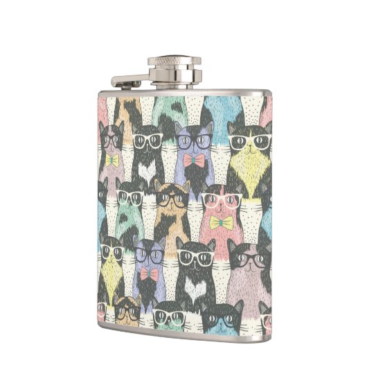 Hipster Cute Cats Pattern Heupfles (Links)