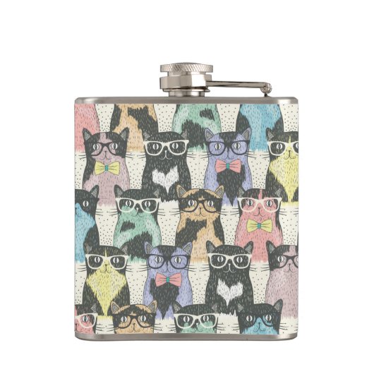 Hipster Cute Cats Pattern Heupfles (Achterkant)