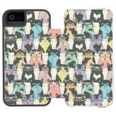 Hipster Cute Cats Pattern Incipio iPhone Portemonnee Hoesje (Agenda Open)