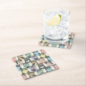 Hipster Cute Cats Pattern Kartonnen Onderzetters (Insitu)