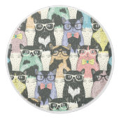 Hipster Cute Cats Pattern Keramische Knop (Voorkant)