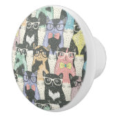 Hipster Cute Cats Pattern Keramische Knop (Rechts)