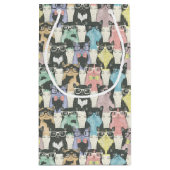 Hipster Cute Cats Pattern Klein Cadeauzakje (Achterkant)