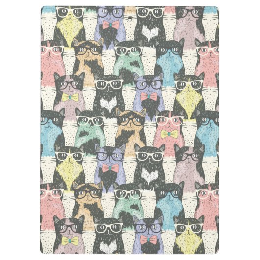 Hipster Cute Cats Pattern Klembord (Achterkant)