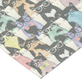 Hipster Cute Cats Pattern Korte Tafelloper (Hoek)