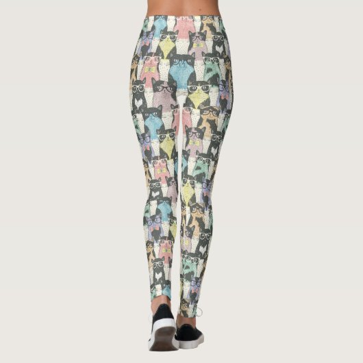 Hipster Cute Cats Pattern Leggings (Achterkant)