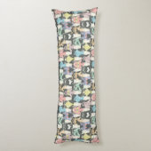 Hipster Cute Cats Pattern Lichaamskussen (Achterkant (Verticaal))