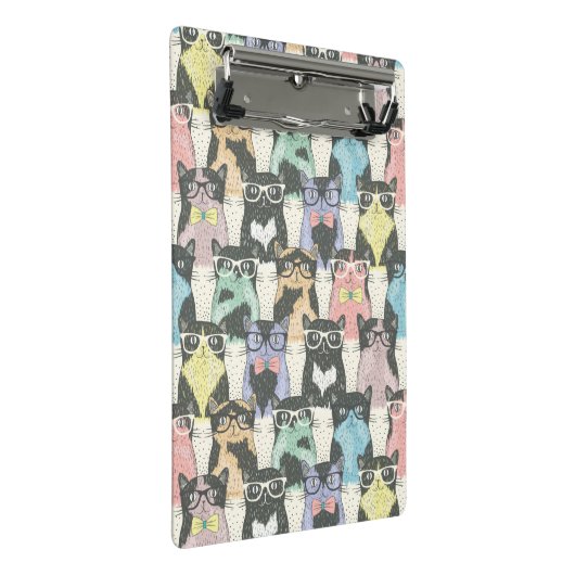 Hipster Cute Cats Pattern Mini Klembord (Schuin)
