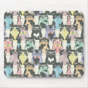 Hipster Cute Cats Pattern Muismat