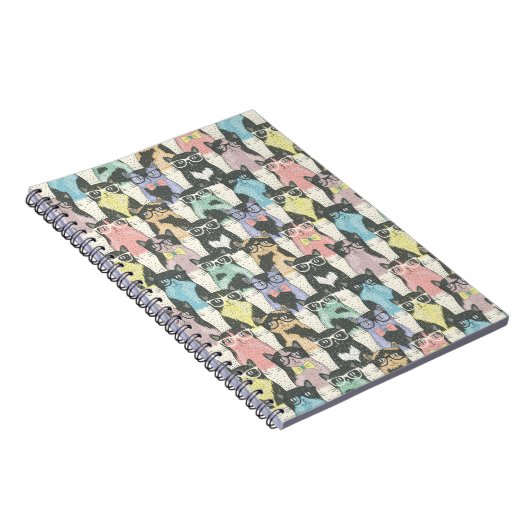 Hipster Cute Cats Pattern Notitieboek (Rechterzijde)