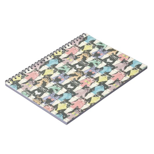 Hipster Cute Cats Pattern Notitieboek (Linkerzijde)