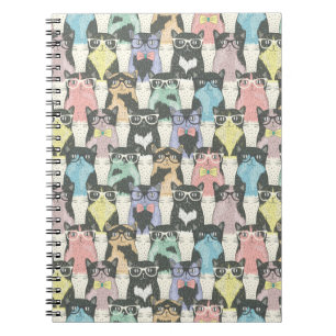 Hipster Cute Cats Pattern Notitieboek