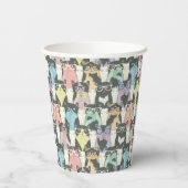 Hipster Cute Cats Pattern Papieren Bekers (Achterkant)
