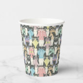 Hipster Cute Cats Pattern Papieren Bekers (Rechts)