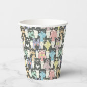 Hipster Cute Cats Pattern Papieren Bekers (Voorkant)