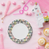Hipster Cute Cats Pattern Papieren Bordje (Feest)