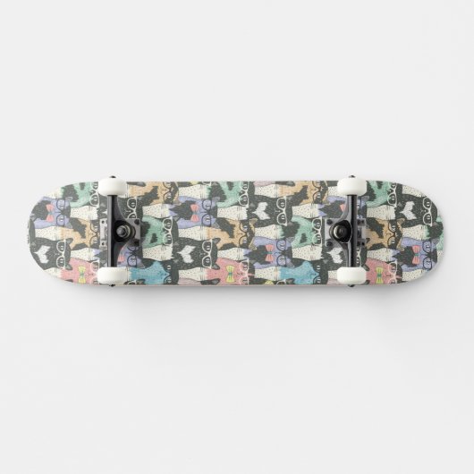 Hipster Cute Cats Pattern Persoonlijk Skateboard (Horizontaal)
