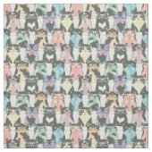 Hipster Cute Cats Pattern Stof (Swatch)