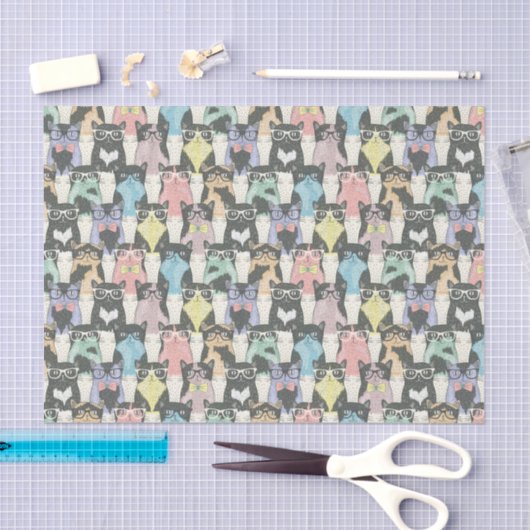 Hipster Cute Cats Pattern Tissuepapier (Craft)