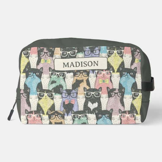 Hipster Cute Cats Pattern Toilettasje (Achterkant)