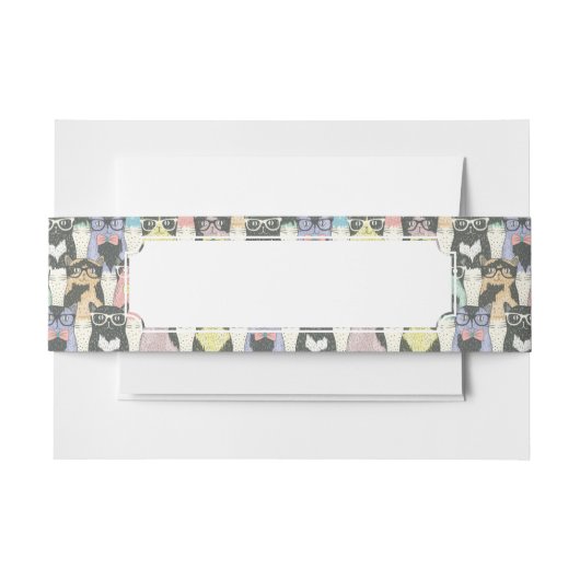 Hipster Cute Cats Pattern Uitnodigingen Wikkel (Voorkant Voorbeeld)