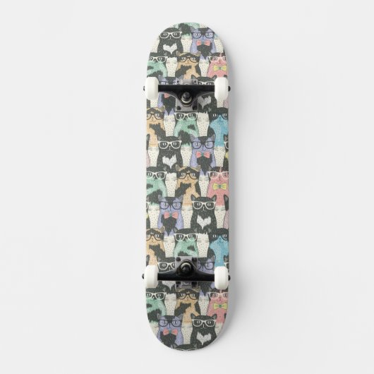 Hipster Cute Katten Patroon Persoonlijk Skateboard (Voorkant)