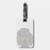 Hipster Dachshund Black en Tan Bagagelabel (Achterkant verticaal)