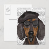 Hipster Dachshund Black en Tan Briefkaart (Voorkant / Achterkant)