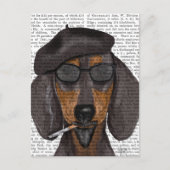Hipster Dachshund Black en Tan Briefkaart (Voorkant)