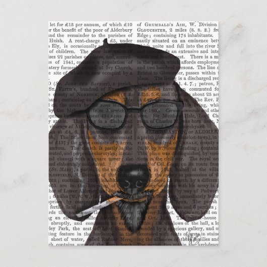 Hipster Dachshund Black en Tan Briefkaart (Voorkant)