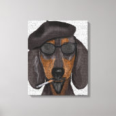 Hipster Dachshund Black en Tan Canvas Afdruk (Voorkant)