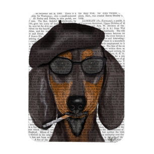 Hipster Dachshund Black en Tan Magneet