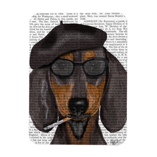 Hipster Dachshund Black en Tan Magneet (Verticaal)