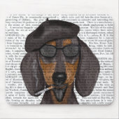 Hipster Dachshund Black en Tan Muismat (Voorkant)