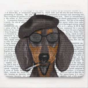 Hipster Dachshund Black en Tan Muismat