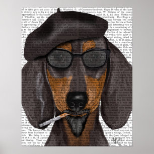Hipster Dachshund Black en Tan Poster