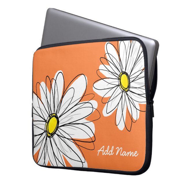 Hipster Daisy Tekening in trendy kleuren Laptop Sleeve (Voorkant Links)