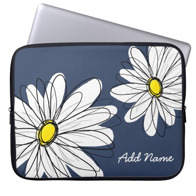 Hipster Daisy Tekening in trendy kleuren Laptop Sleeve (Voorkant)