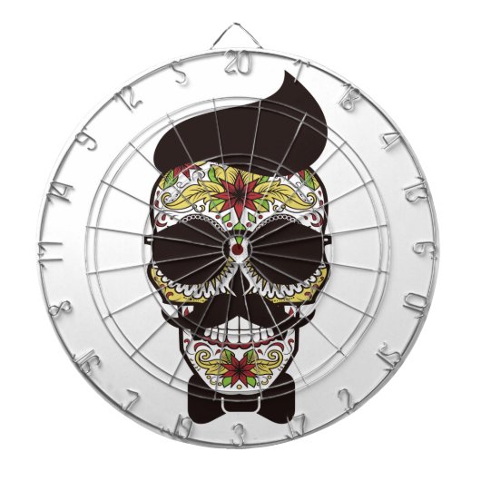Hipster Day of the Dead Skull Dartbord (Voorkant)